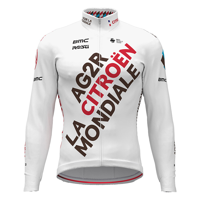 2022 Cycling Jersey Ag2r La Mondiale White Long Sleeve and Bib Tight